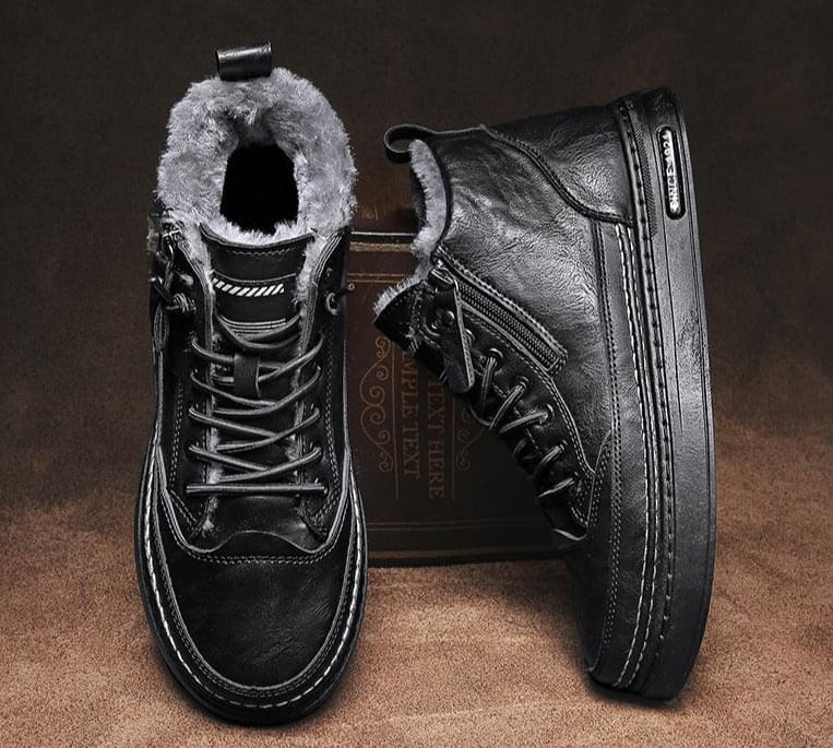 Botas de Cuero con Cremallera para Hombre Interior Cálido